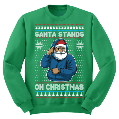 Ugly Christmas Sweater Santa Stands On Christmas