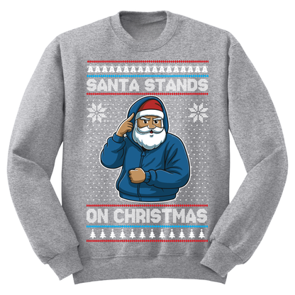 Ugly Christmas Sweater Santa Stands On Christmas