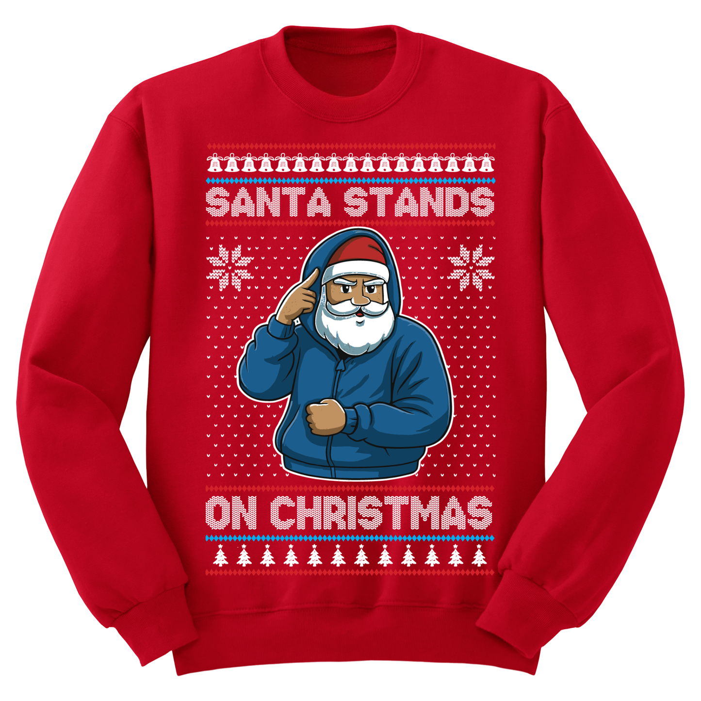 Ugly Christmas Sweater Santa Stands On Christmas