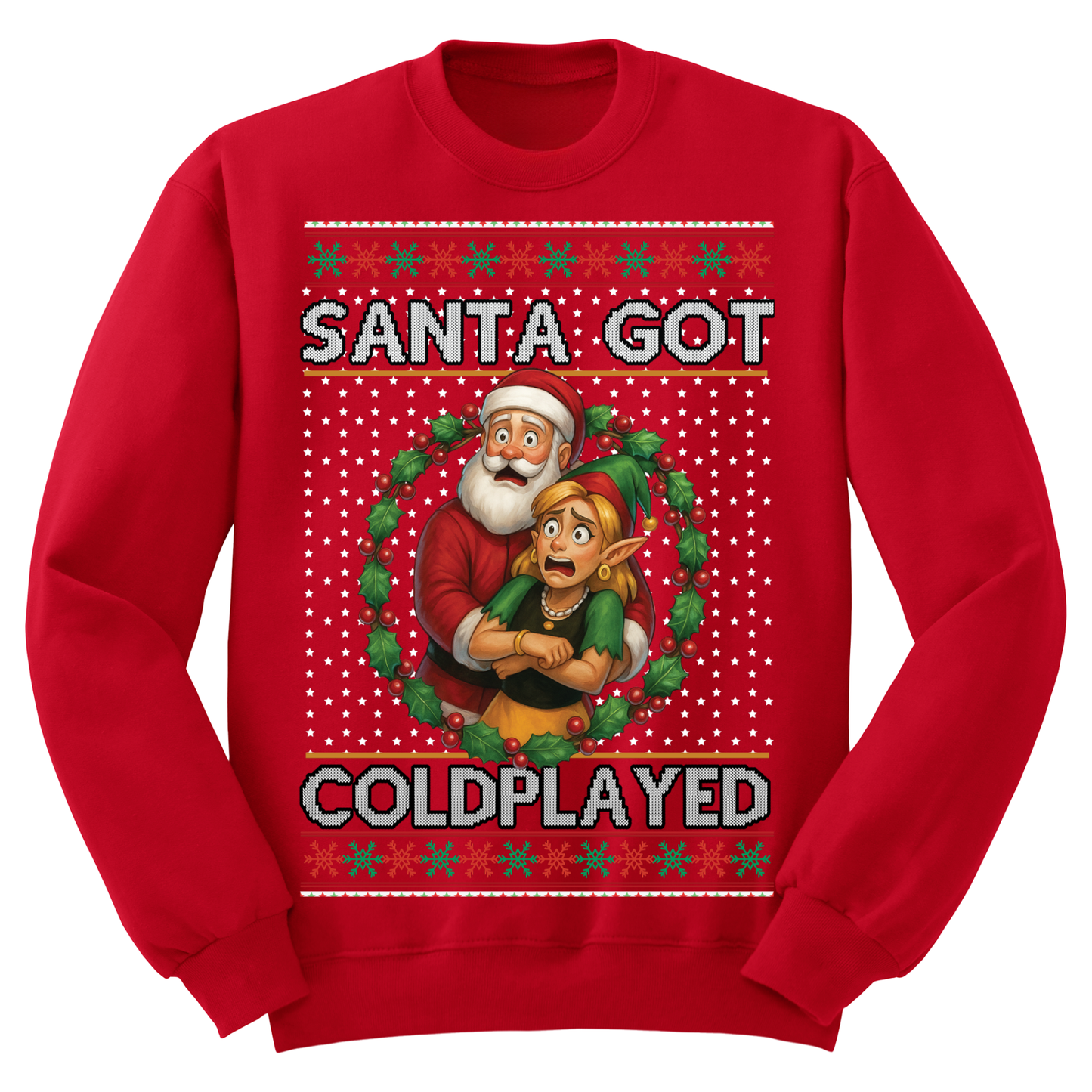 Ugly Christmas Sweater Santa Got Cold Played