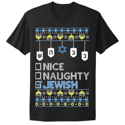 Ugly Hanukkah Tshirt Naughty Nice Jewish