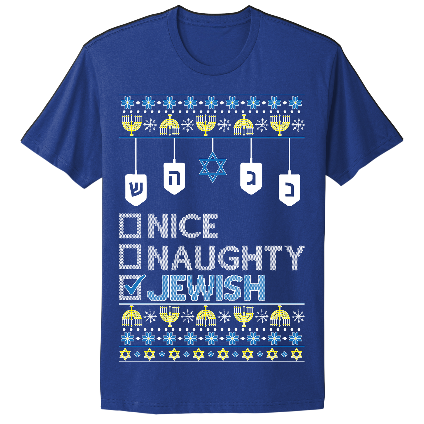 Ugly Hanukkah Tshirt Naughty Nice Jewish
