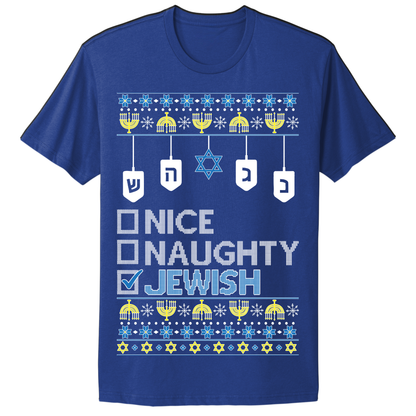 Ugly Hanukkah Tshirt Naughty Nice Jewish
