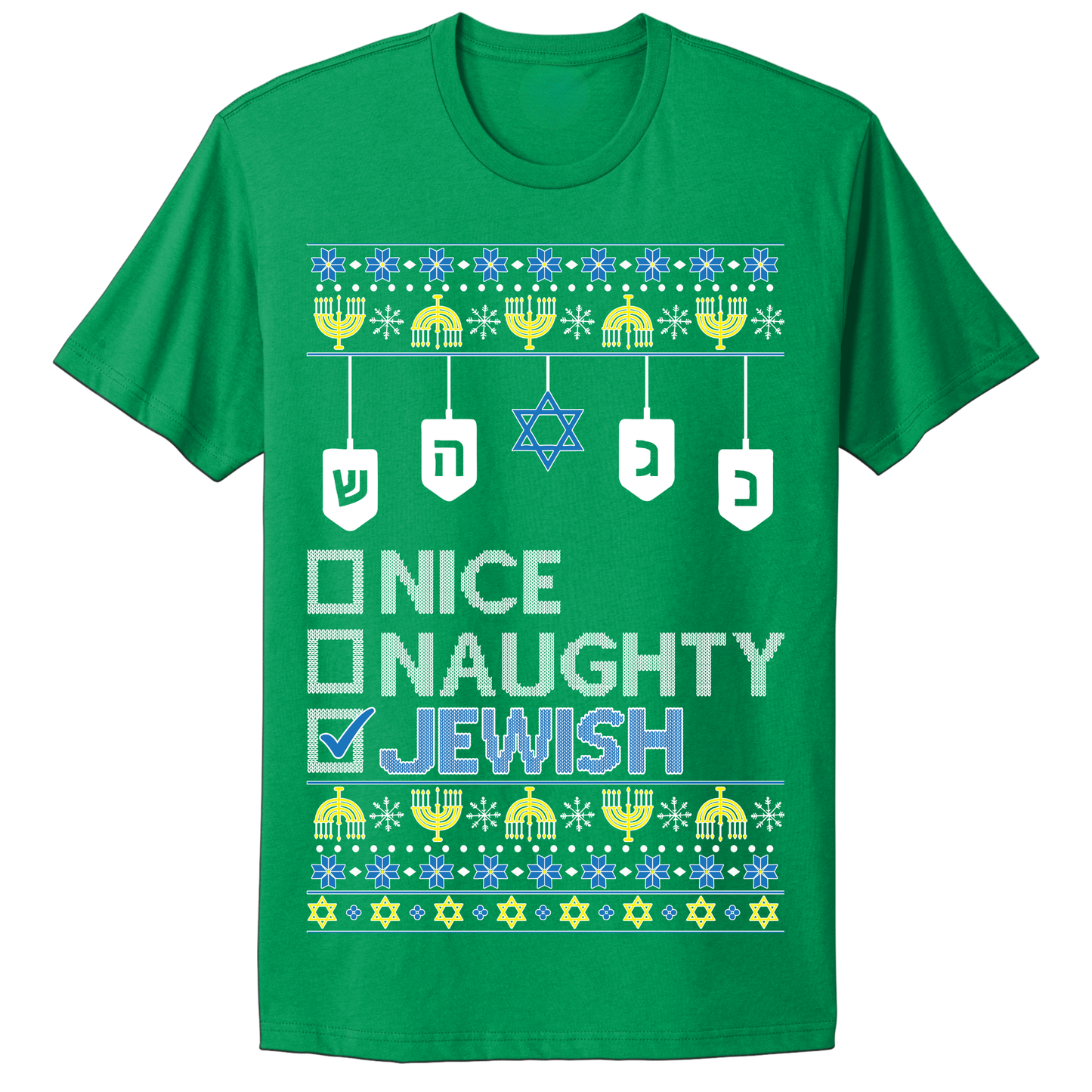 Ugly Hanukkah Tshirt Naughty Nice Jewish