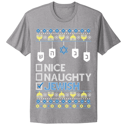 Ugly Hanukkah Tshirt Naughty Nice Jewish