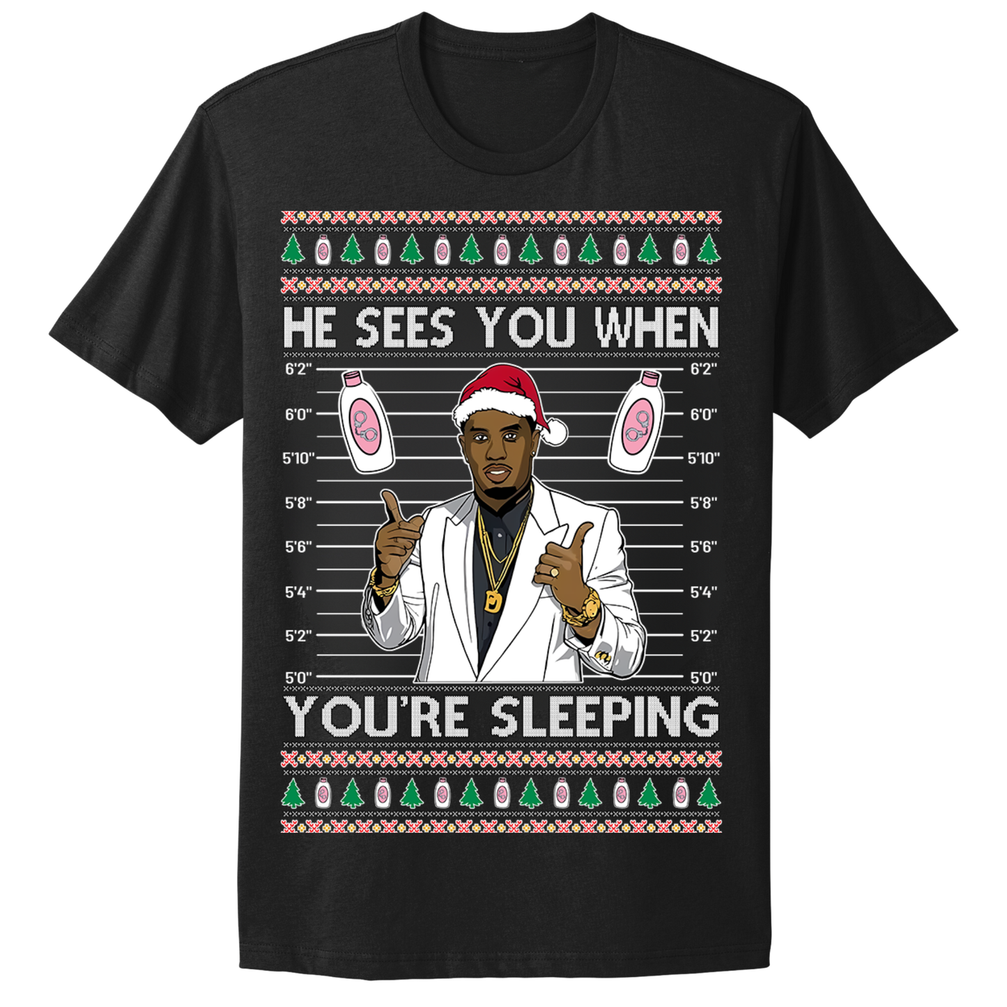 Ugly Christmas Tshirt Diddy Sees You When You're Sleeping