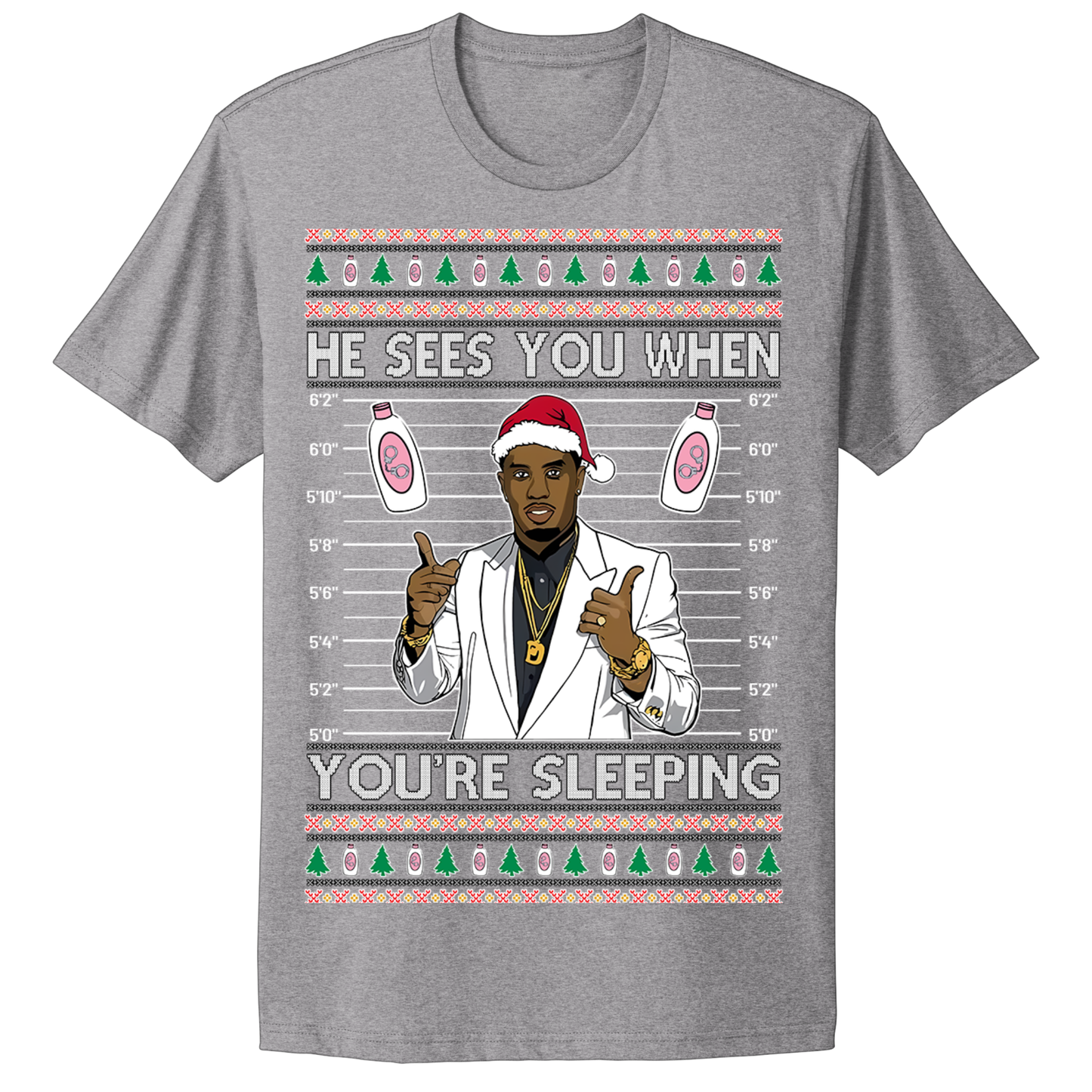 Ugly Christmas Tshirt Diddy Sees You When You're Sleeping