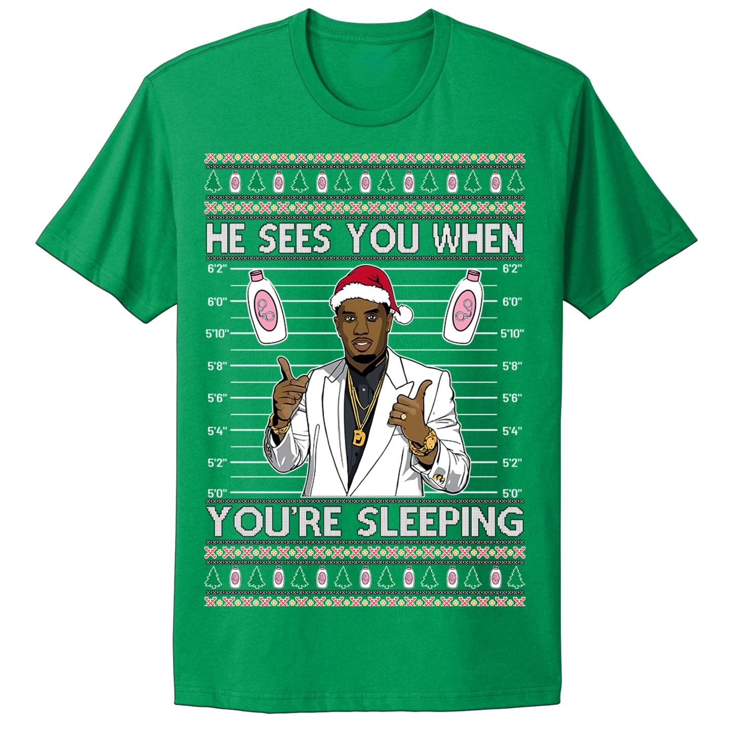 Ugly Christmas Tshirt Diddy Sees You When You're Sleeping