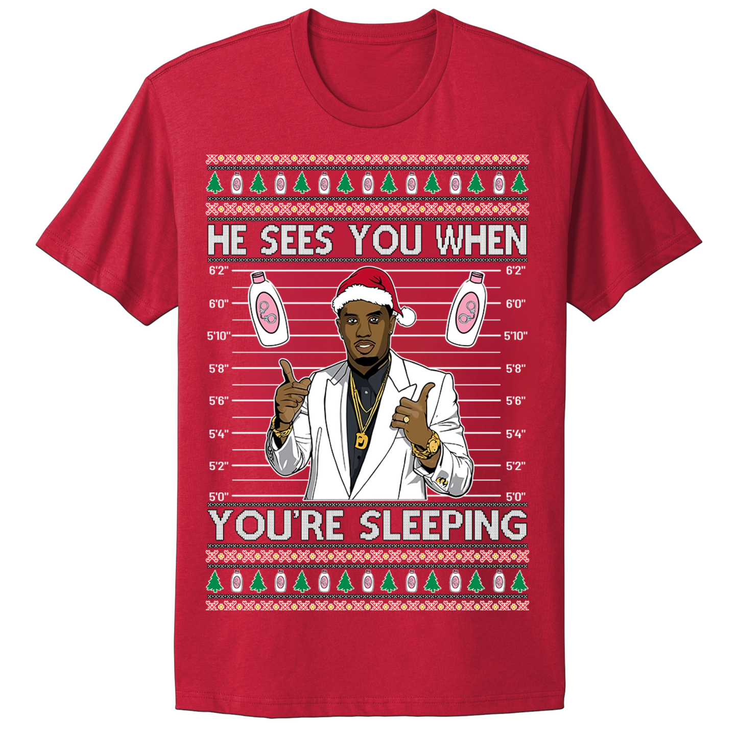 Ugly Christmas Tshirt Diddy Sees You When You're Sleeping