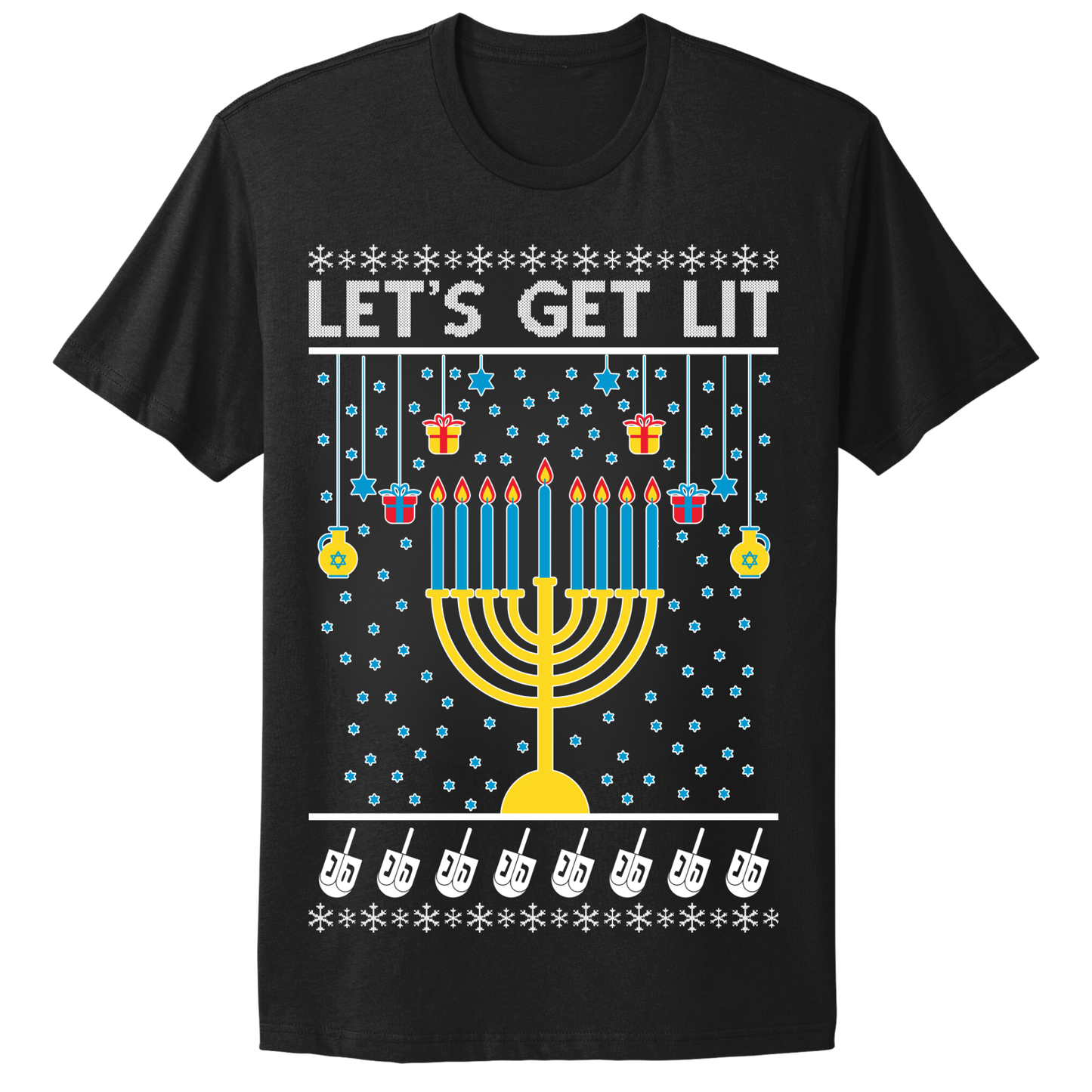Ugly Hanukkah Tshirt Let's Get Lit