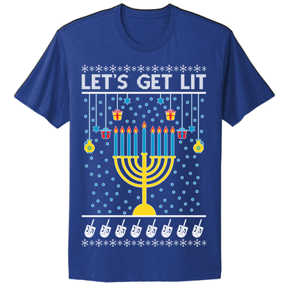 Ugly Hanukkah Tshirt Let's Get Lit