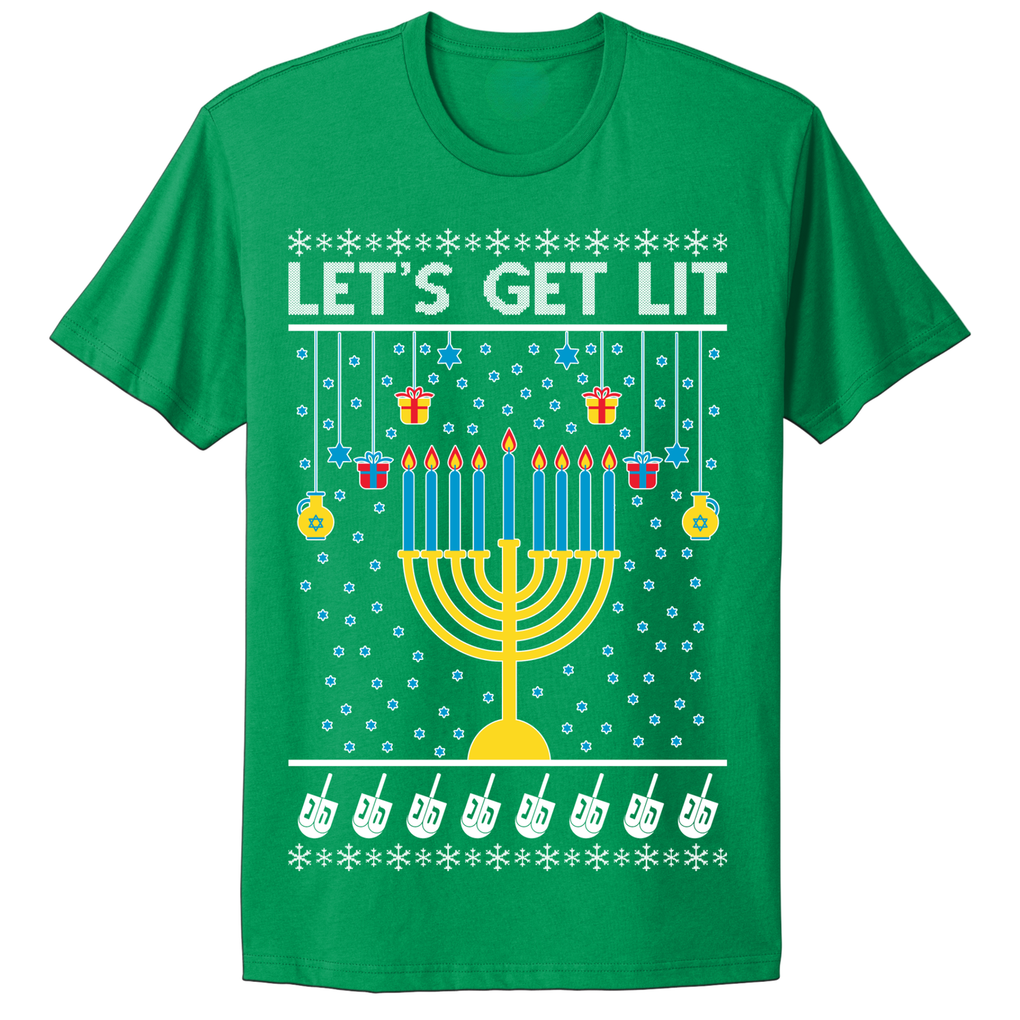 Ugly Hanukkah Tshirt Let's Get Lit
