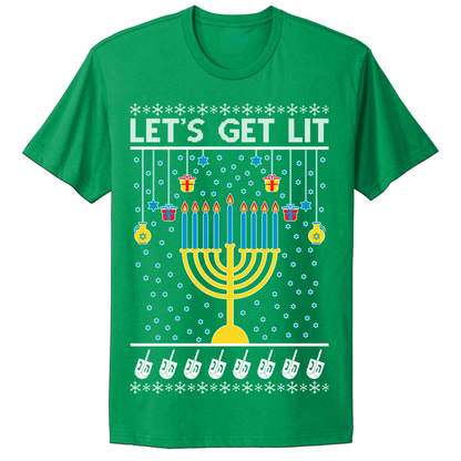 Ugly Hanukkah Tshirt Let's Get Lit