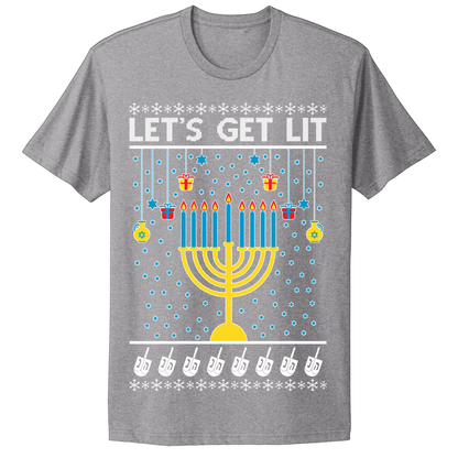Ugly Hanukkah Tshirt Let's Get Lit