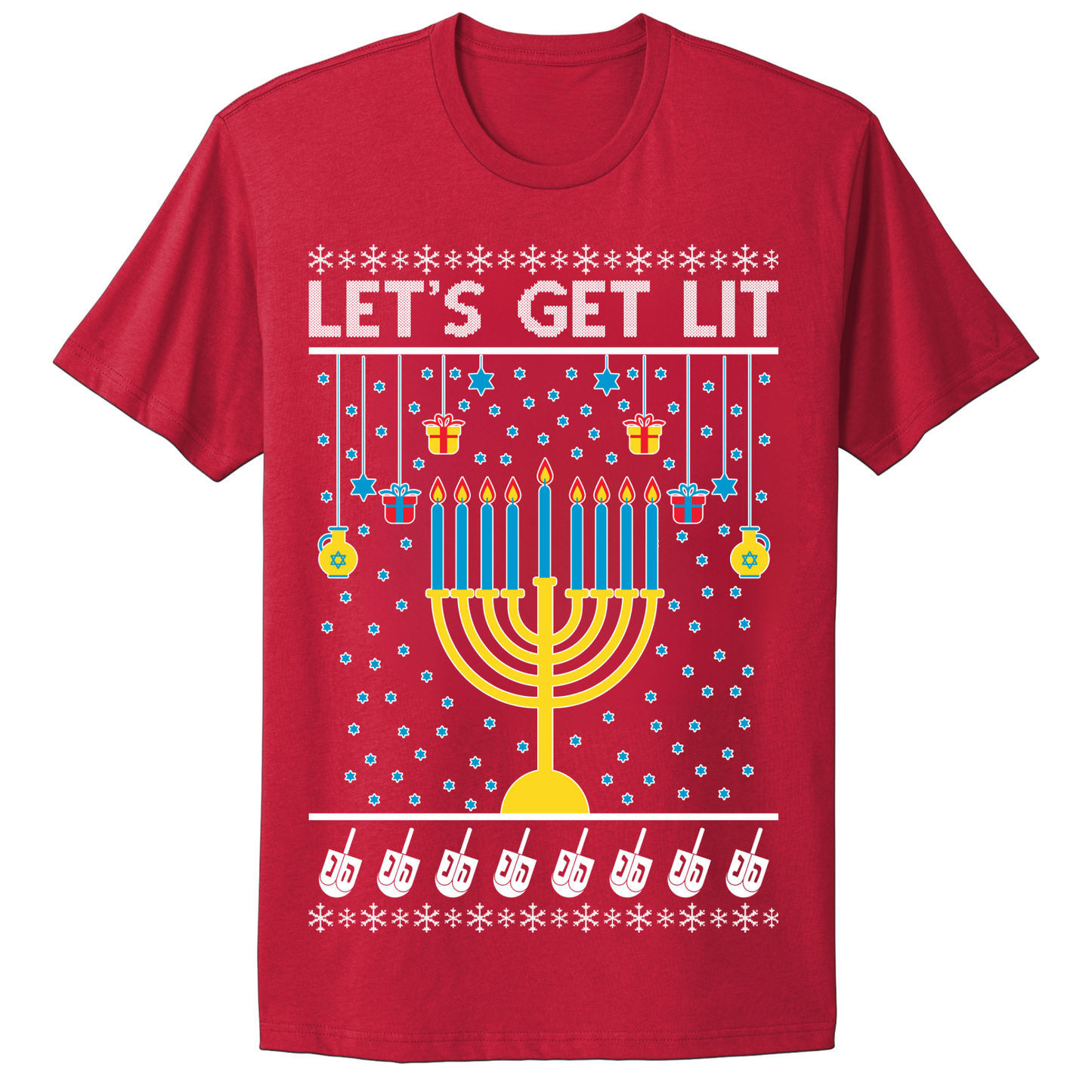 Ugly Hanukkah Tshirt Let's Get Lit