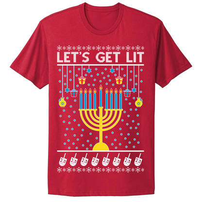 Ugly Hanukkah Tshirt Let's Get Lit