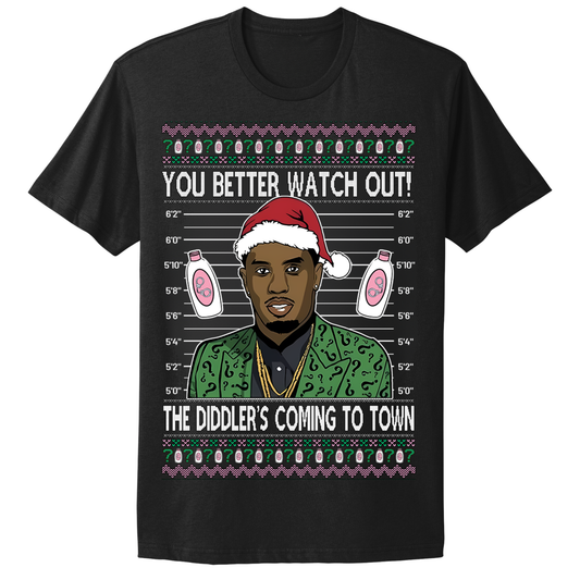 Ugly Christmas Tshirt Diddy Coming To Town