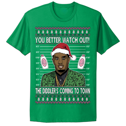 Ugly Christmas Tshirt Diddy Coming To Town
