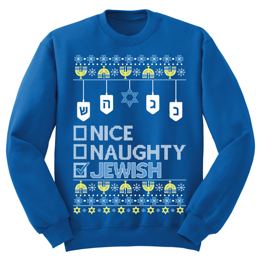 Ugly Hanukkah Sweatshirt Naughty Nice Jewish