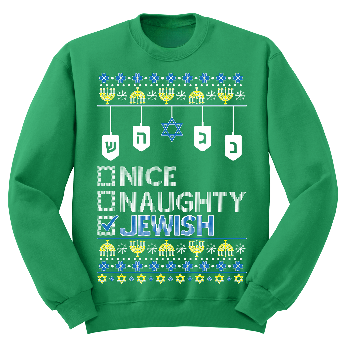 Ugly Hanukkah Sweatshirt Naughty Nice Jewish