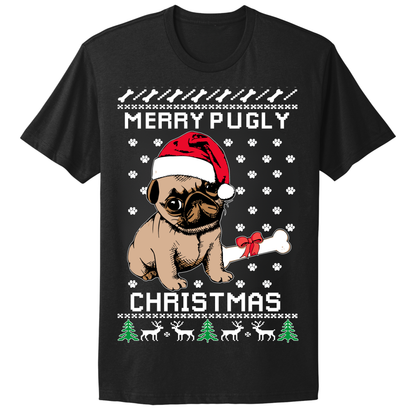Ugly Christmas Tshirt Merry Pugly Christmas Pug Dog Cute Puppy