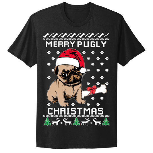 Ugly Christmas Tshirt Merry Pugly Christmas Pug Dog Cute Puppy
