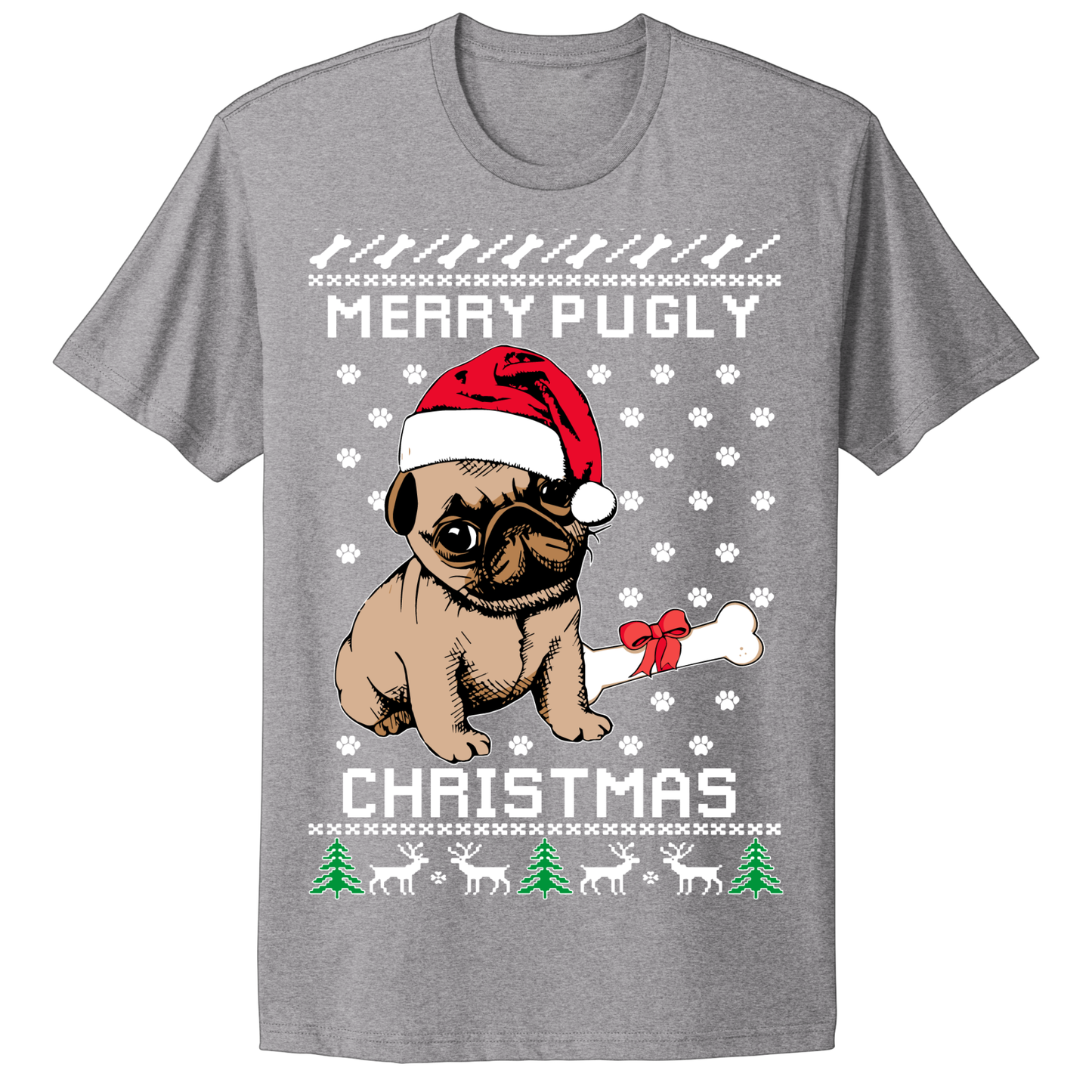 Ugly Christmas Tshirt Merry Pugly Christmas Pug Dog Cute Puppy