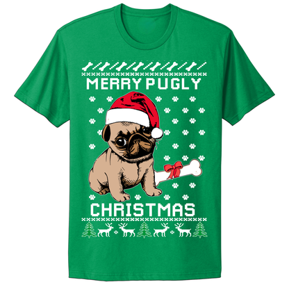 Ugly Christmas Tshirt Merry Pugly Christmas Pug Dog Cute Puppy