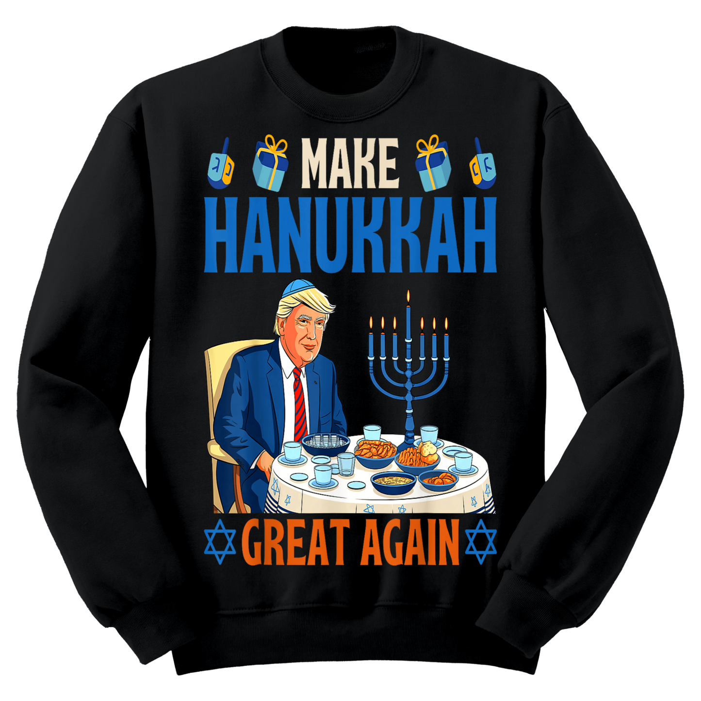 Ugly Hanukkah Sweatshirt Make Hanukkah Great Again MAGA