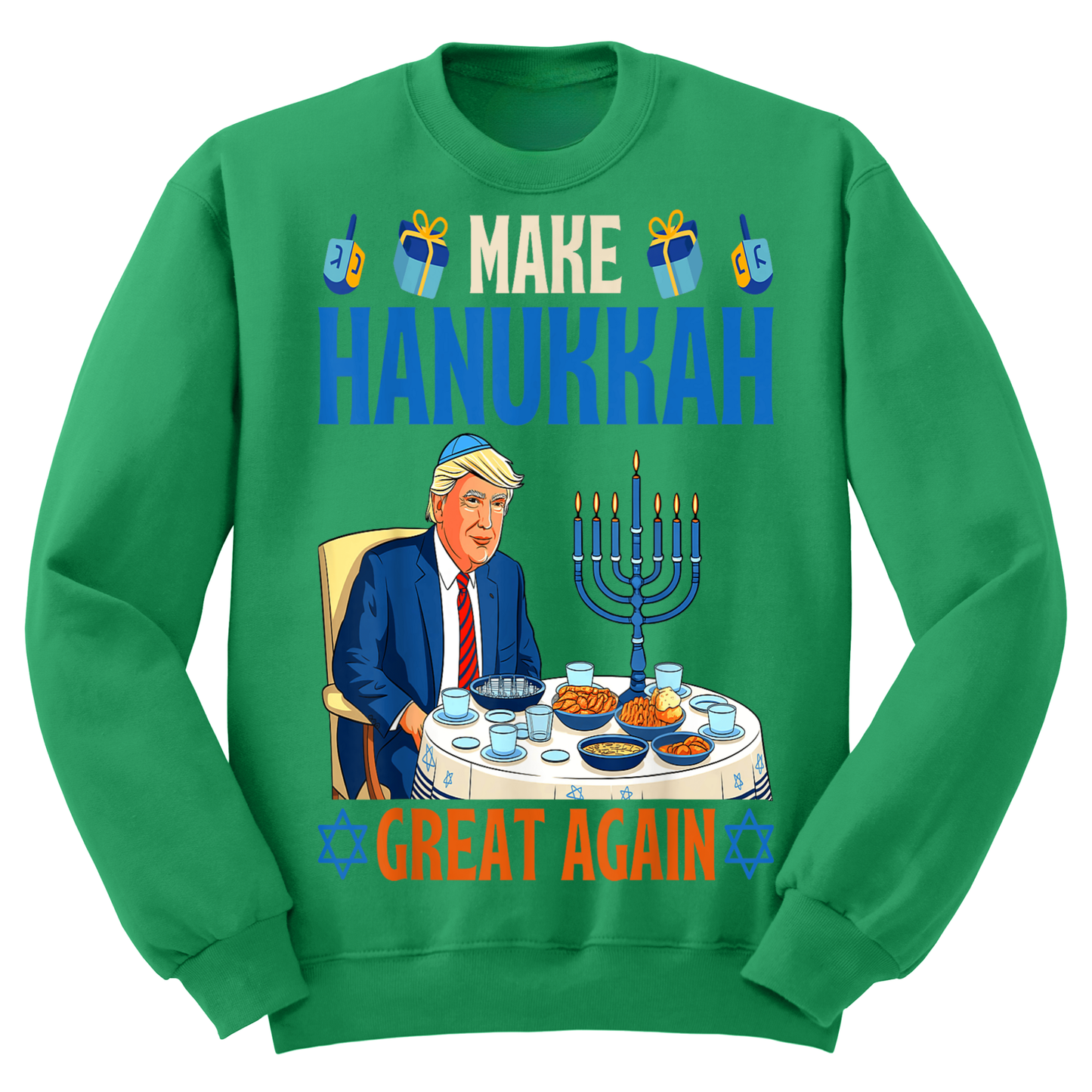 Ugly Hanukkah Sweatshirt Make Hanukkah Great Again MAGA