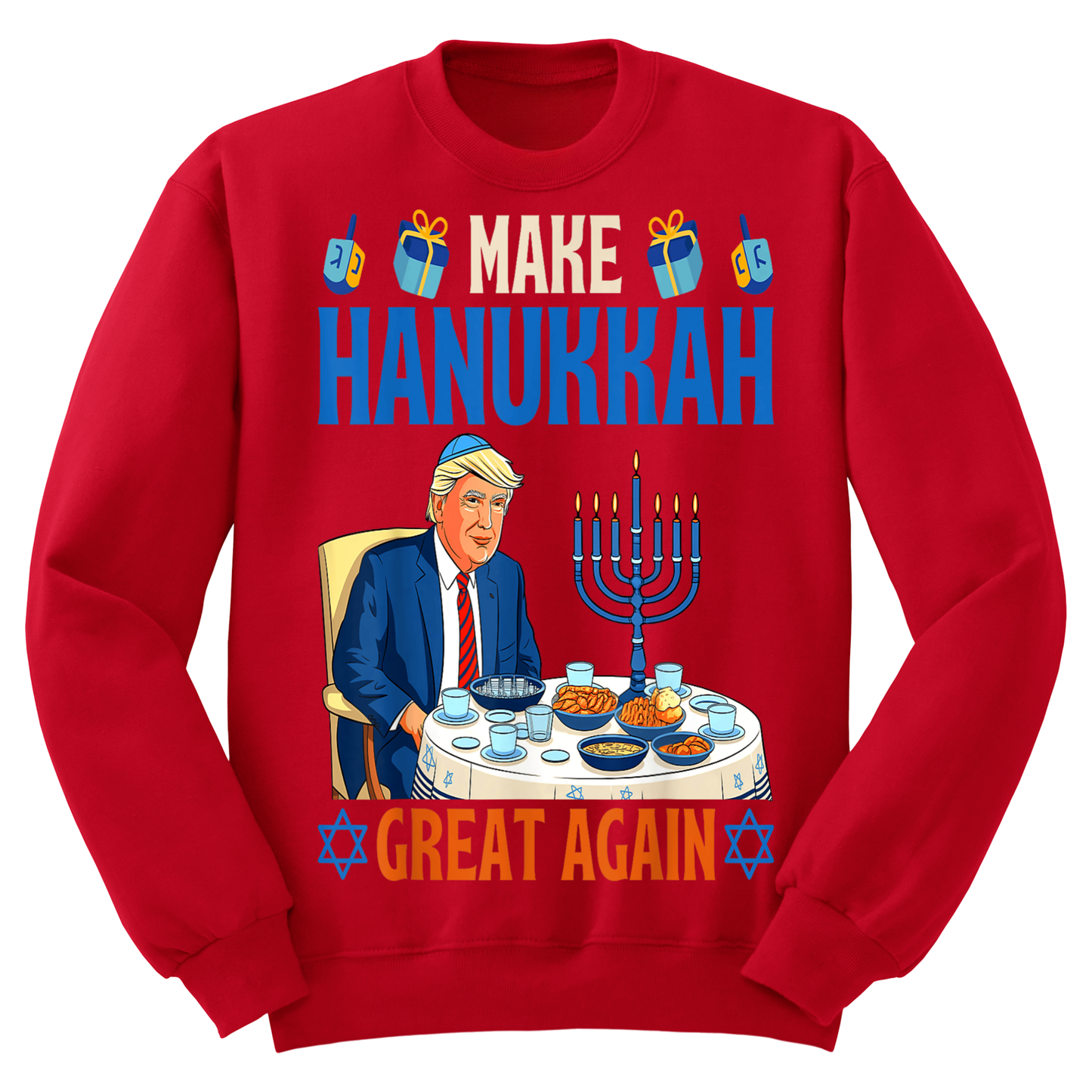 Ugly Hanukkah Sweatshirt Make Hanukkah Great Again MAGA