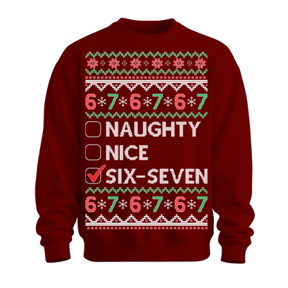 Ugly Christmas Sweater Naughty Nice Six Seven