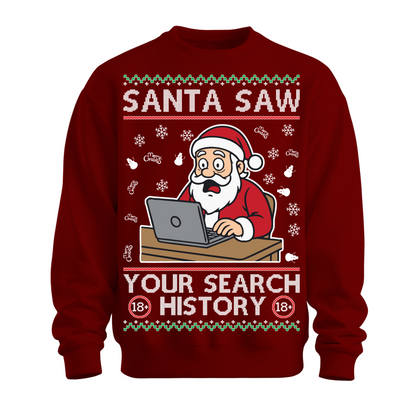 Ugly Christmas Sweater Santa Saw Search History