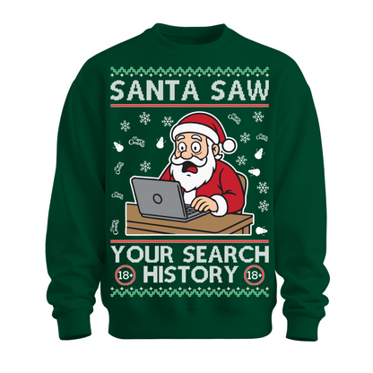 Ugly Christmas Sweater Santa Saw Search History
