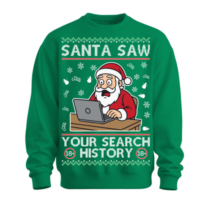 Ugly Christmas Sweater Santa Saw Search History