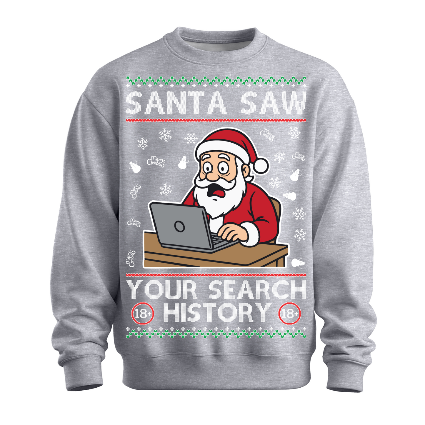 Ugly Christmas Sweater Santa Saw Search History