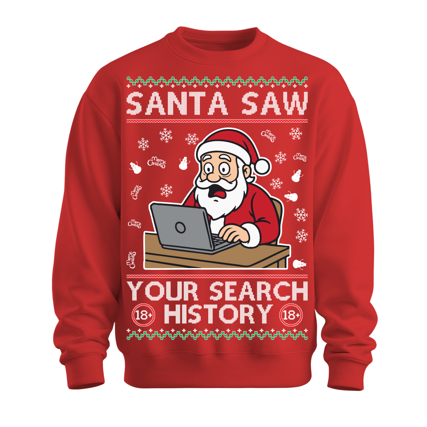 Ugly Christmas Sweater Santa Saw Search History