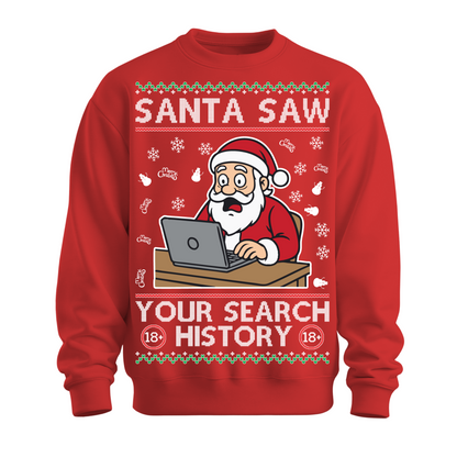 Ugly Christmas Sweater Santa Saw Search History