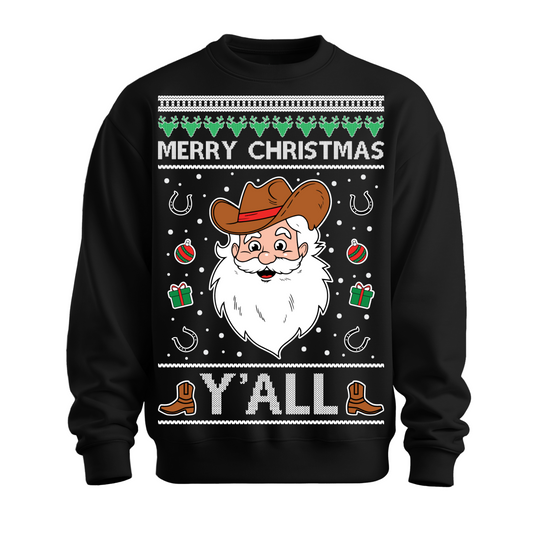 Ugly Christmas Sweater Merry Christmas Yall Country Santa