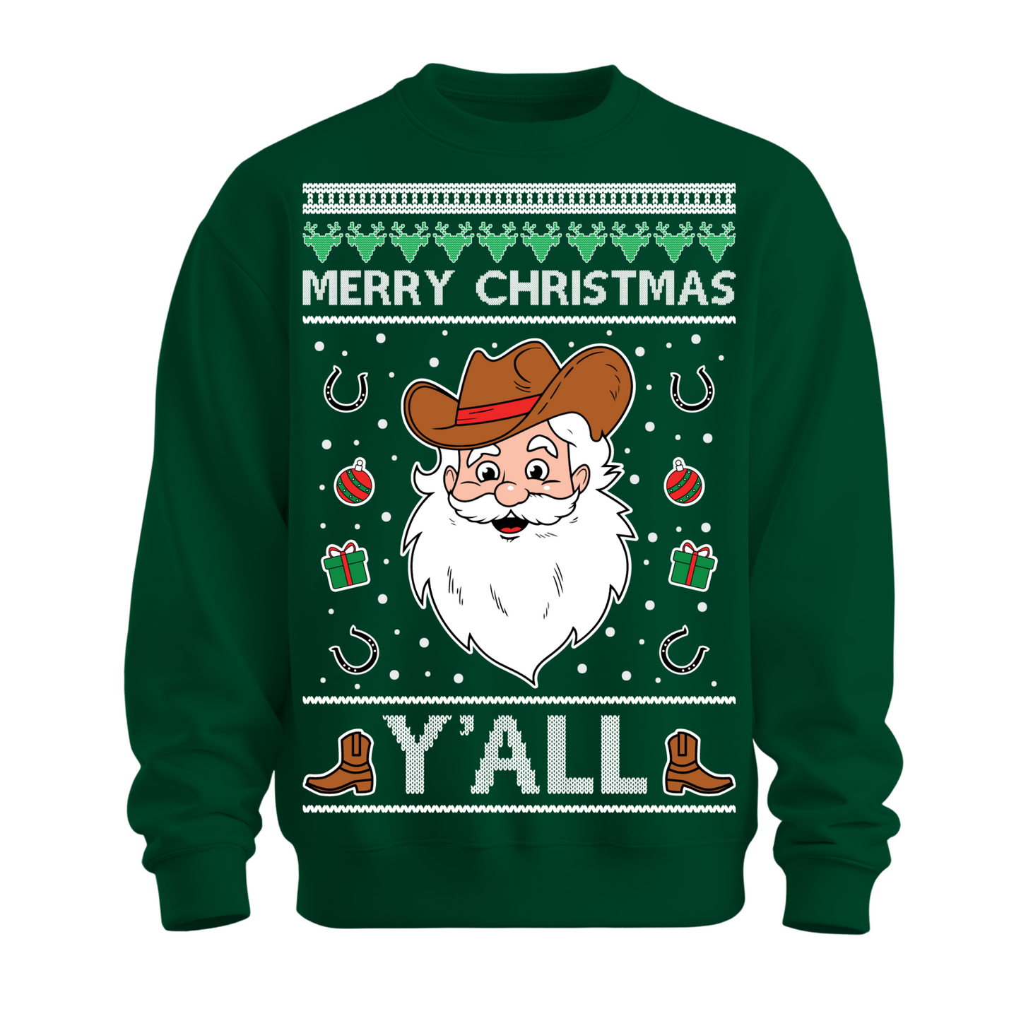 Ugly Christmas Sweater Merry Christmas Yall Country Santa