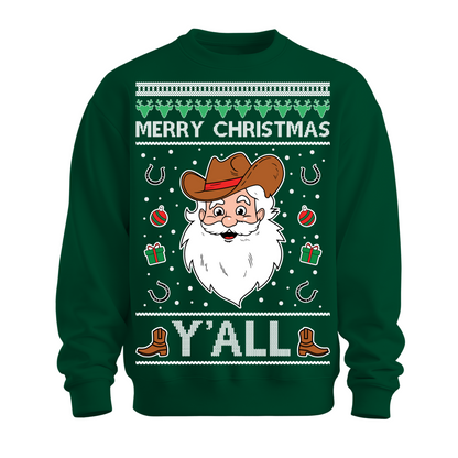 Ugly Christmas Sweater Merry Christmas Yall Country Santa