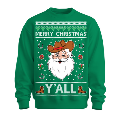 Ugly Christmas Sweater Merry Christmas Yall Country Santa