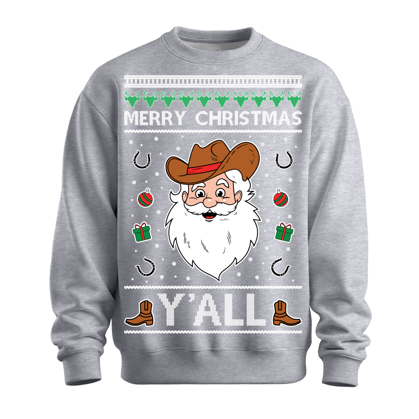 Ugly Christmas Sweater Merry Christmas Yall Country Santa