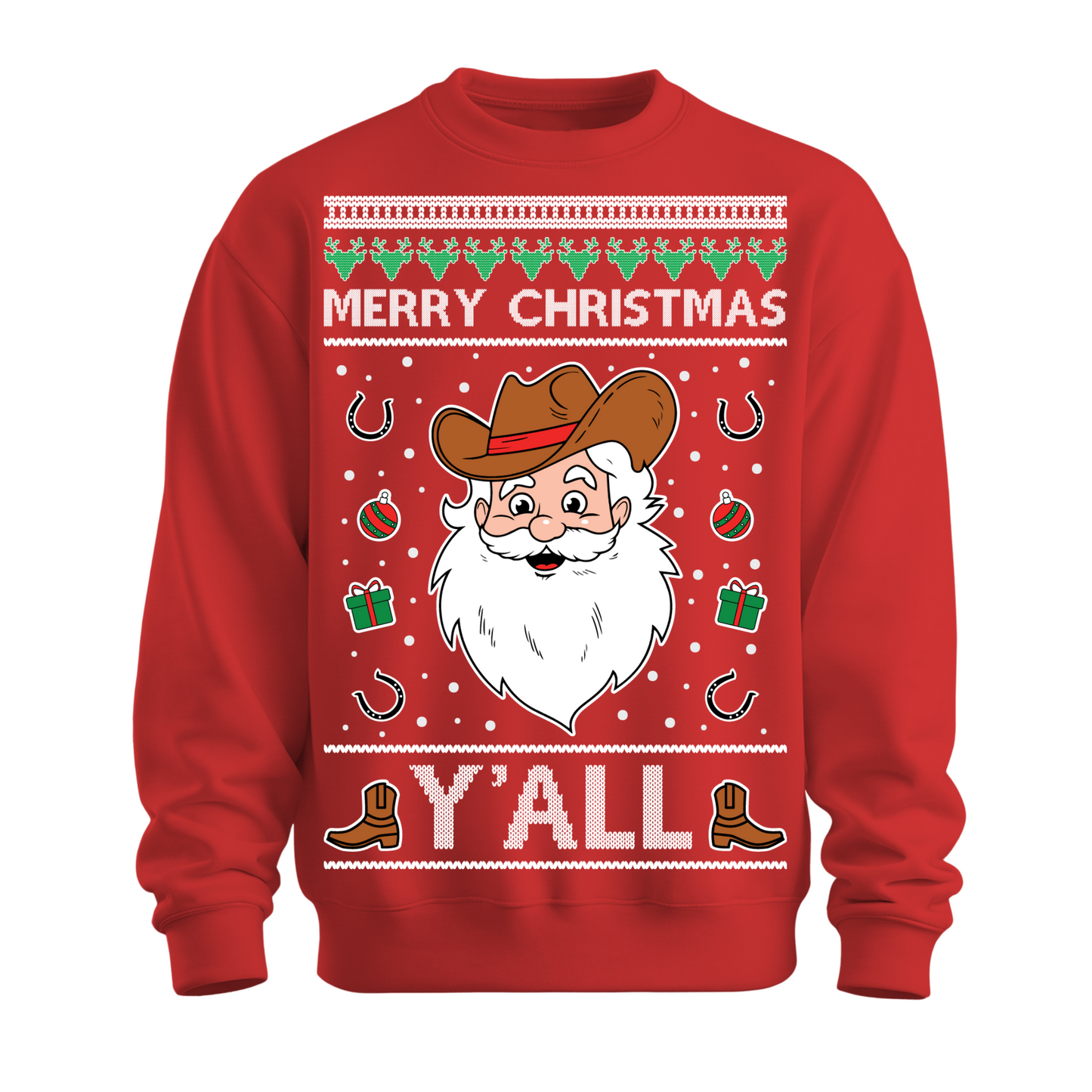 Ugly Christmas Sweater Merry Christmas Yall Country Santa