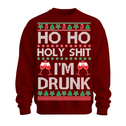 Ugly Christmas Sweater Ho Holy Shit I'm Drunk