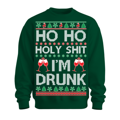 Ugly Christmas Sweater Ho Holy Shit I'm Drunk