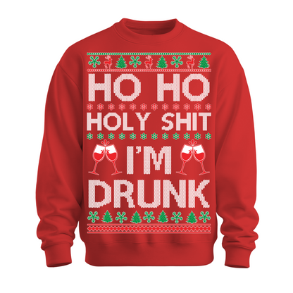 Ugly Christmas Sweater Ho Holy Shit I'm Drunk