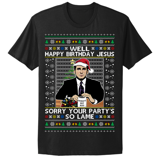 Ugly Christmas Tshirt Happy Birthday Jesus Lame Party Office