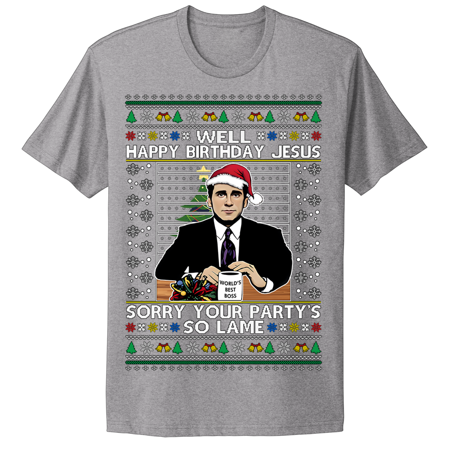 Ugly Christmas Tshirt Happy Birthday Jesus Lame Party Office