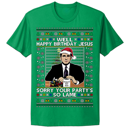 Ugly Christmas Tshirt Happy Birthday Jesus Lame Party Office